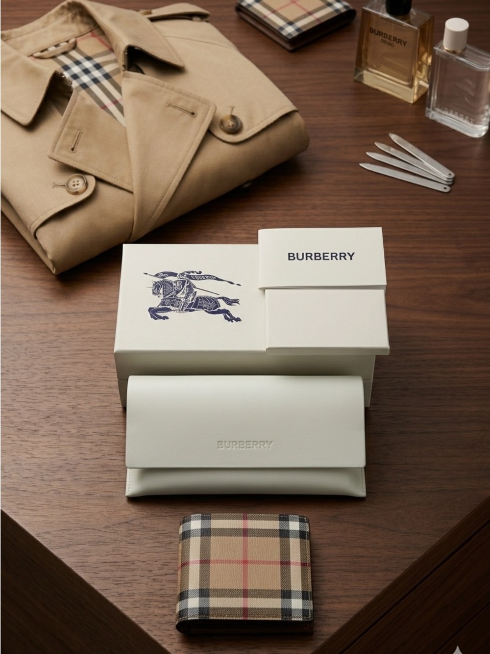 Burberry Nova Check Square Sunglasses in Brown and Black NWT - Picture 4 of 6